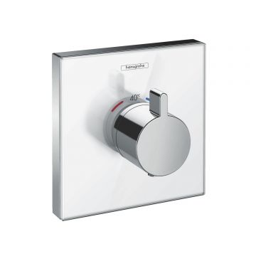 Termostat Hansgrohe ShowerSelect Glass HighFlow cu o functie  montaj incastrat  necesita corp ingropat  alb-crom