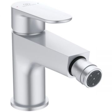 Baterie bideu Ideal Standard Cerafine O argintiu mat cu ventil click-clack inclus BD716SI