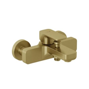Baterie cadă-duș Kludi, Renon, montaj pe perete, brushed gold