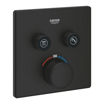 Baterie cada - dus termostatata Grohe Grohtherm SmartControl Square cu 2 functii  montaj incastrat  necesita corp ingropat  phantom black