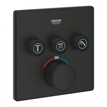 Baterie cada - dus termostatata Grohe Grohtherm SmartControl Square cu 3 functii  cu montaj incastrat  necesita corp ingropat  phantom black