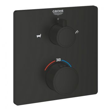 Baterie cada - dus termostatata Grohe Grohtherm Square cu 2 functii  montaj incastrat  necesita corp ingropat  matte black