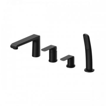 Baterie cada Ravak Flat, cu patru orificii, negru mat - Culoare Negru