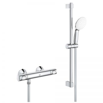 Baterie dus termostatata Grohe Grohtherm 500 cu set de dus Tempesta cu bara de 60cm  crom