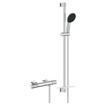 Baterie dus termostatata Grohe Precision Feel cu set de dus Vitalio Start 110 cu bara 90cm  crom