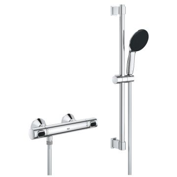 Baterie dus termostatata Grohe Precision Flow cu set de dus Vitalio Start 110 cu bara 60cm  crom