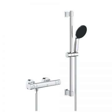Baterie dus termostatata Grohe Precision Get cu set de dus Vitalio Start 110 cu bara 60cm  crom