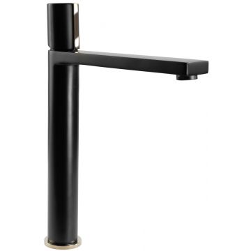 Baterie pentru lavoar Rea High, negru mat cu auriu