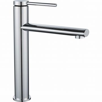 Baterie pentru lavoar Rea Oval High, argintiu lucios