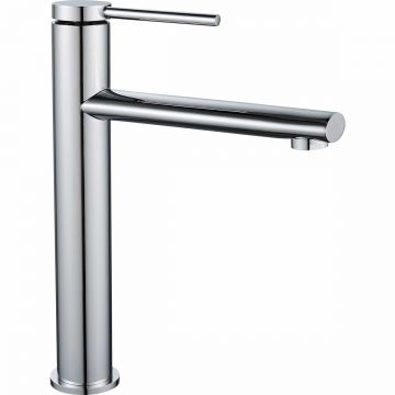 Baterie pentru lavoar Rea Oval High, argintiu lucios