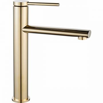Baterie pentru lavoar Rea Oval High, auriu lucios