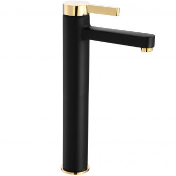 Baterie pentru lavoar Rea Polo High, negru mat/auriu