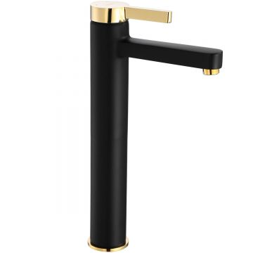 Baterie pentru lavoar Rea Polo High, negru mat/auriu
