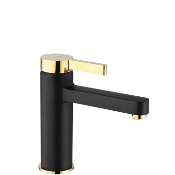 Baterie pentru lavoar Rea Polo Low, negru mat/auriu