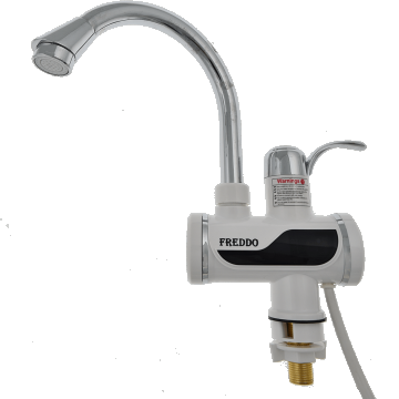 Robinet electric instant Freddo cu afisaj LCD, 3000W, incalzire 3-5 sec, alb-cromat