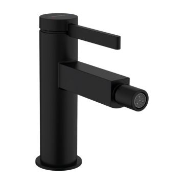 Baterie bideu, Hansgrohe, Finoris, cu ventil push-open, negru mat