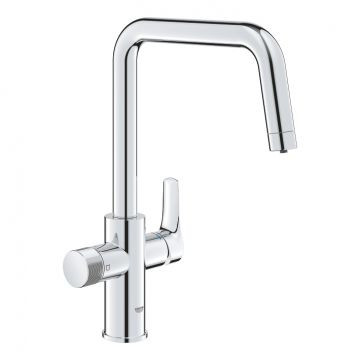 Baterie bucatarie cu 3 cai Grohe Blue Pure Start cu pipa pivotanta U  crom