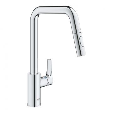 Baterie bucatarie Grohe Eurosmart cu dus extractibil  pipa L  crom
