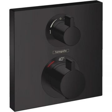 Baterie cada dus cu termostat, Hansgrohe, Ecostat square, Negru mat