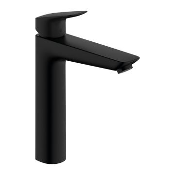 Baterie inalta de lavoar, Hansgrohe, Logis 190, cu ventil, negru mat