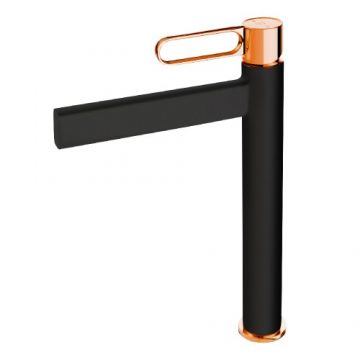 Baterie lavoar inalta FDesign Zaffiro, negru rose gold - Culoare Negru