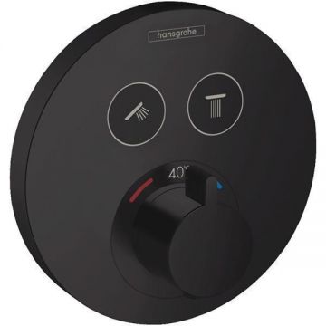 Baterie termostatata cu 2 functii, Hansgrohe, ShowerSelect S, Negru mat