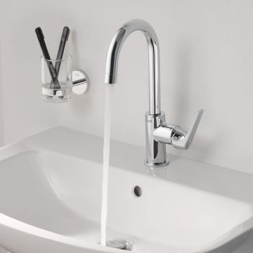 Baterie baie lavoar Grohe BauFlow marimea L, crom, furtune flexibile, cartus ceramic-23753000