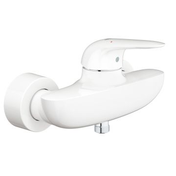 Baterie dus Grohe Eurostyle, cartus ceramic, protectie reflux, limitator debit/temperatura, maner plin, alb-23722LS3