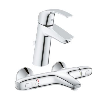 Pachet: Baterie Grohe cada/dus termostat Grohtherm 1000-34155003 + Baterie lavoar Grohe Eurosmart M size-23322001