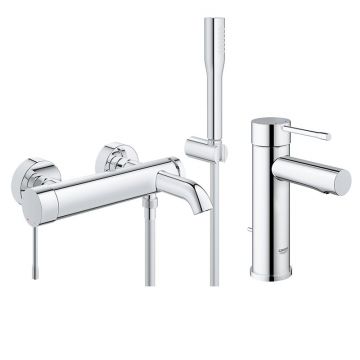 Pachet baterii baie Grohe Essence New,baterie cada cu set dus, baterie lavoar marimea S-(33628001,32898001)
