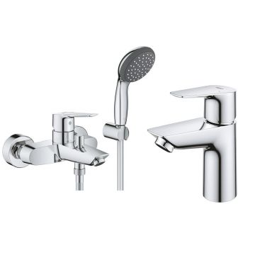 Pachet baterii baie Grohe Start, marimea S, set dus inclus, suport perete, crom-( 23413002 ,23550002  )