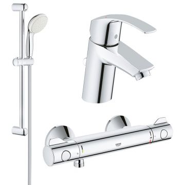 Pachet baterii baie lavoar, baterie cabina dus cu termostat Grohe (33265002,34558000,27853001)