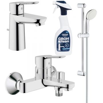 Pachet complet baterii baie Grohe Bau Edge marimea S(GRO11292701), plus solutie de curatat baterii(48166000)