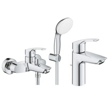 Pachet Grohe Eurosmart New 2021, editie profesionala, baterie cada,lavoar, set dus porter lungime 1,5m (33302003, 33265003)