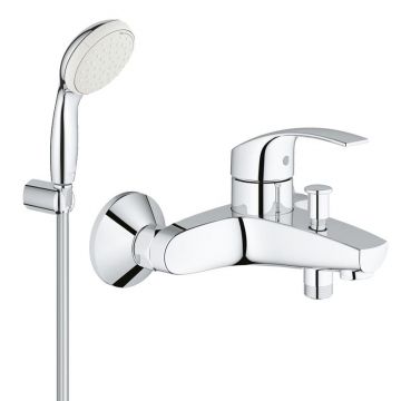 Set baterie cada Grohe Eurosmart, monocomanda, para dus inclusa, cartus ceramic, aerator, Crom-3330220A