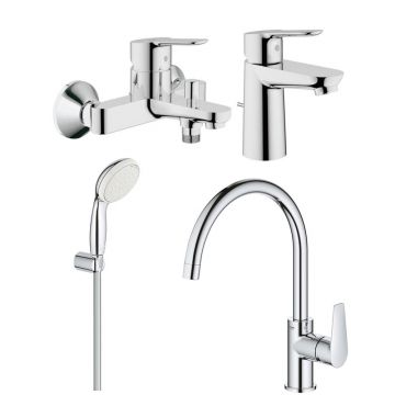 Set baterii baie si bucatarie Grohe Bauedge porter (23328000,23334000,27799001,31367001)