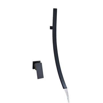 Baterie baie lavoar, montaj perete, negru mat
