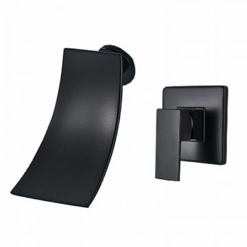 Baterie baie, model negru mat cu pipa tip cascada, incastrabila