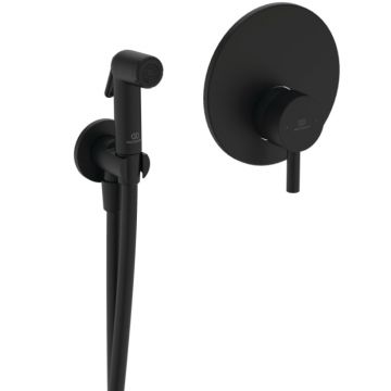 Baterie bideu incastrata, cu dus, furtun si suport, negru mat, Ideal Standard IdealSpray Baterie bideu incastrata, cu dus, furtun si suport, negru mat, Ideal Standard IdealSpray