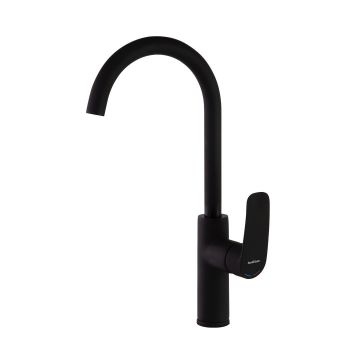 Baterie bucatarie cu pipa pivotanta 180, New Fly, negru mat, Ramon Soler