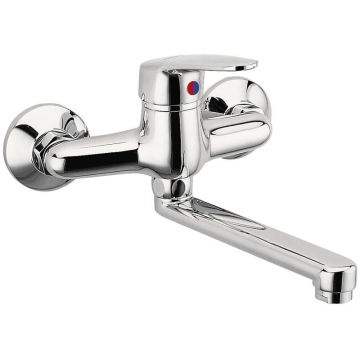 Baterie bucatarie, Ferro, Smile, montaj perete, crom