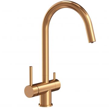 Baterie bucatarie Rea Caren, cu 3 cai pentru filtru de purificare, cupru periat