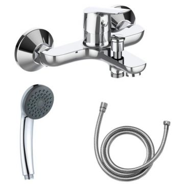 Baterie Cada, Furtun Dus 1.5 m, Para Dus, Argintiu