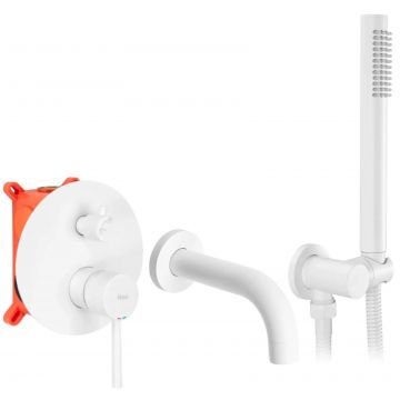 Baterie cada incastrata Rea Lungo + box, alb mat