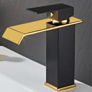 Baterie Chiuveta Baie, Tip Cascada, Negru-Auriu 19 CM - Default Title