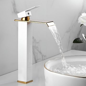 Baterie Chiuveta Baie, Tip Cascada,Otel Inoxidabil Alb-Auriu 30 CM - Default Title