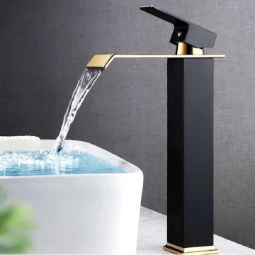 Baterie Chiuveta Baie, Tip Cascada, Otel Inoxidabil, Neagru-Auriu 30CM - Default Title