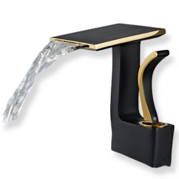 Baterie Chiuveta Baie Tip Cascada, Otel Inoxidabil,Negru-Auriu, 19 CM - Default Title