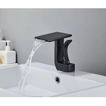 Baterie Chiuveta Baie Tip Cascada, Racorduri incluse, Otel Inoxidabil,Negru Mat, 14.5CM - Default Title