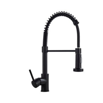 Baterie Chiuveta Bucatarie, 2 Moduri de Curgere cu Dus Extractabil, Finisaj Negru Mat, Dimensiune 44 cm